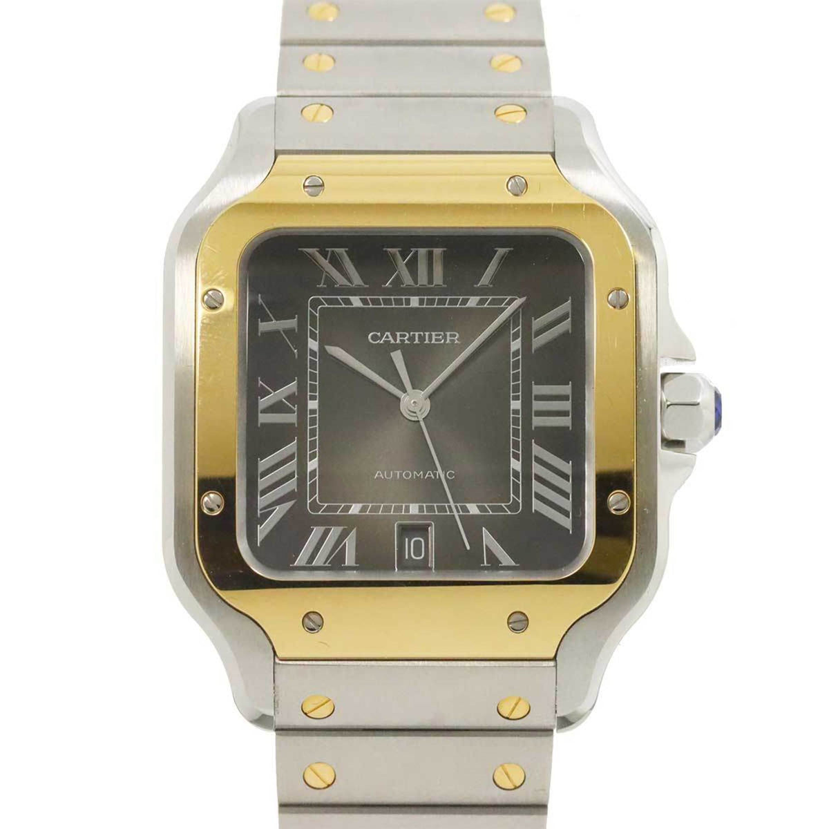 Montre homme Cartier Santos de LM Combi W2SA0030 d'occasion, date, grise, K18YG, automatique 