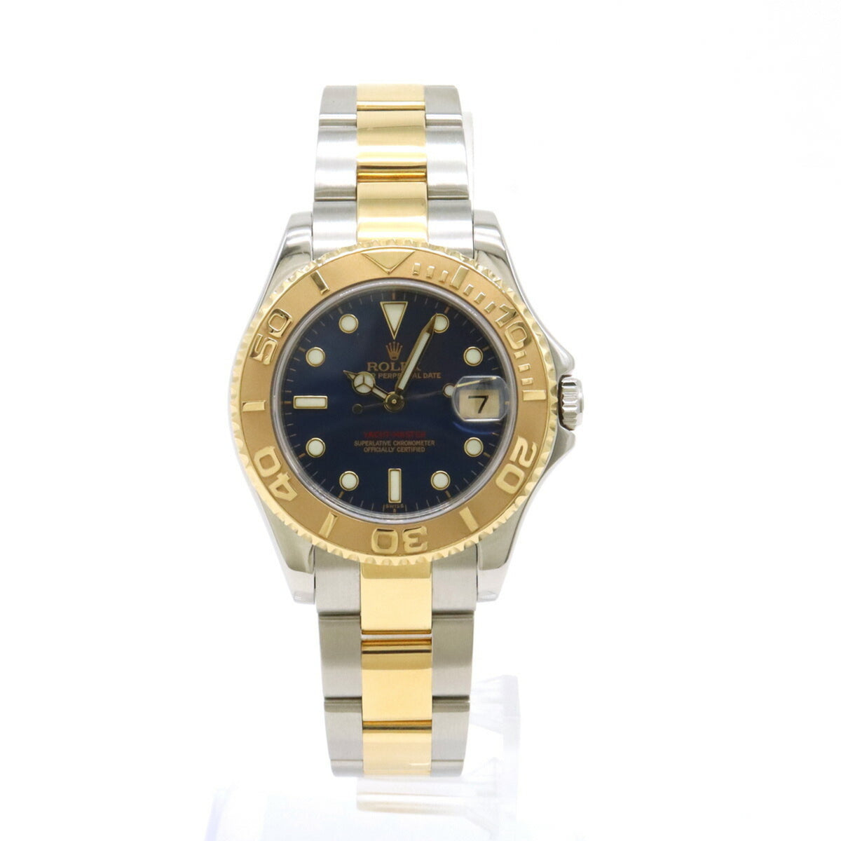 Pre-Owned ROLEX Rolex Yachtmaster Rolesium Blue Dial Date SS Platinum Bezel U-number Boys AT Automatic Wristwatch 68623