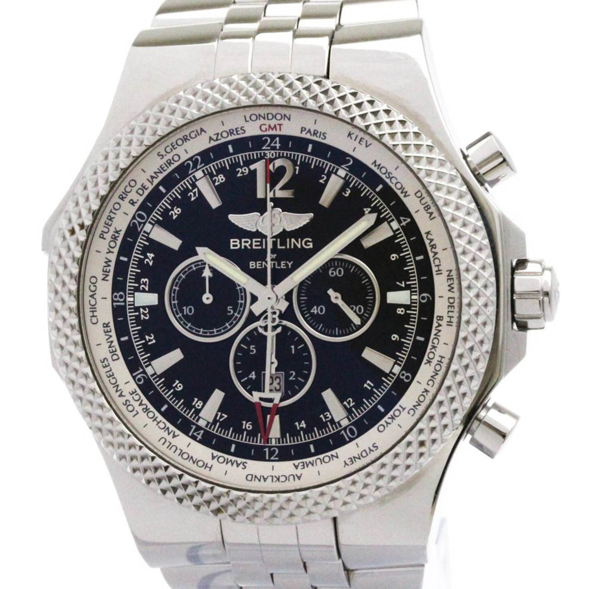 Pre-Owned BREITLING Bentley GMT Steel Automatic Mens Watch A47362 Polished