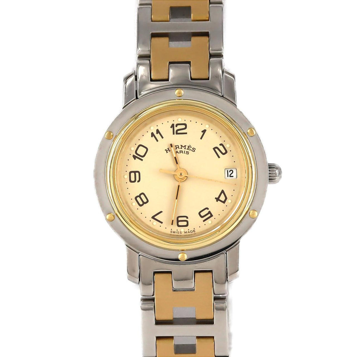Pre-Owned Hermes Clipper Combi CL4.220 SSxGP Quartz Watch