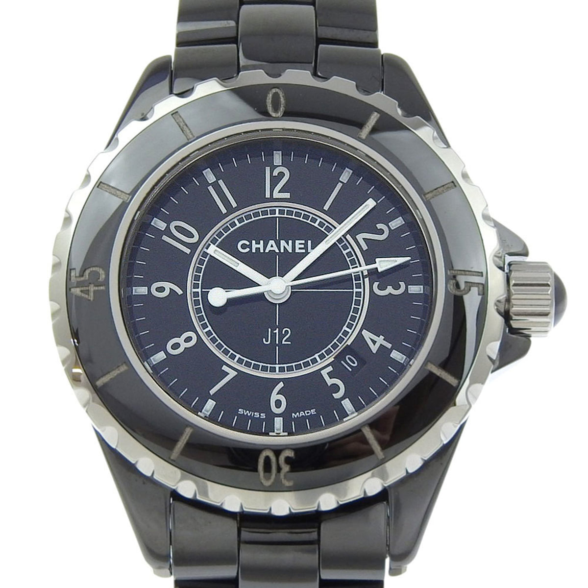 Pre-Owned CHANEL J12 Watch H0682 Ceramic Quartz Analog Display Black Dial Women's