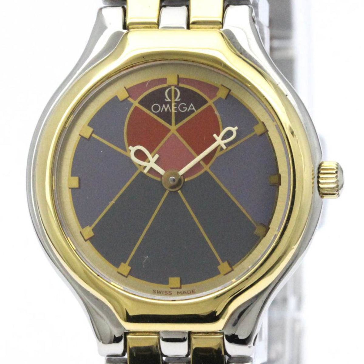 Pre-Owned Polished OMEGA De Ville Symbol K18 Gold Stainless Steel Ladies Watch BF565456