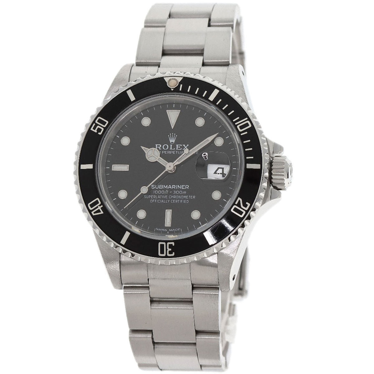 Montre Rolex Submariner Triple Zero d'occasion, modèle 16800, avec bordure, en acier inoxydable, pour homme. 
