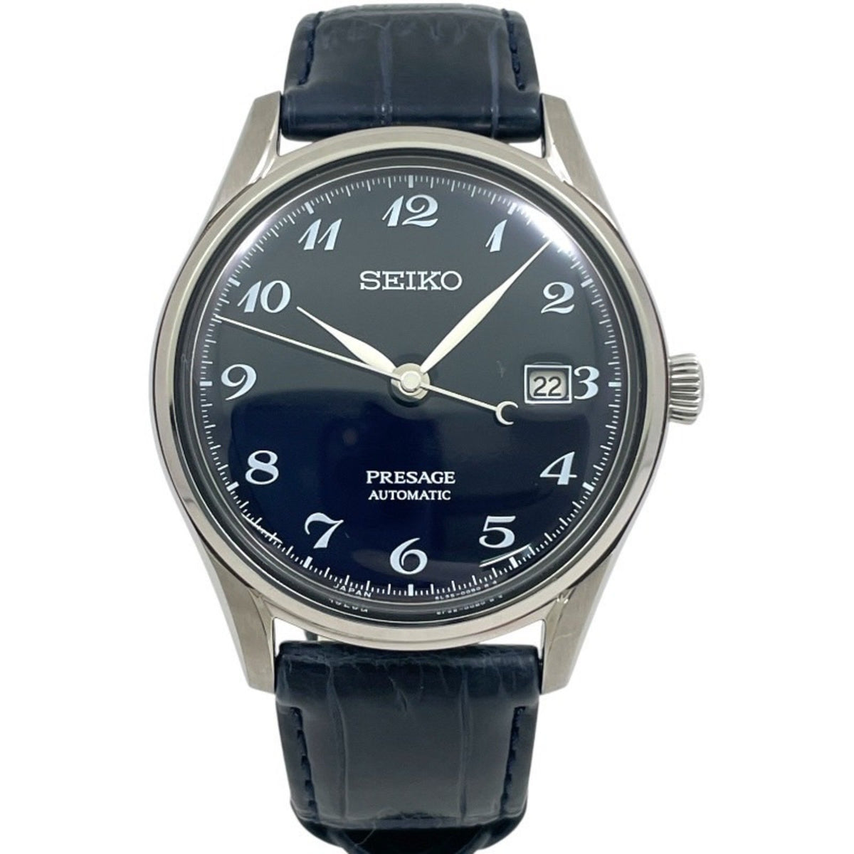 Pre-Owned Seiko Presage SARA019 6L35-00B0 Men's Automatic Stainless Steel Watch with Enamel Dial, Navy Blue