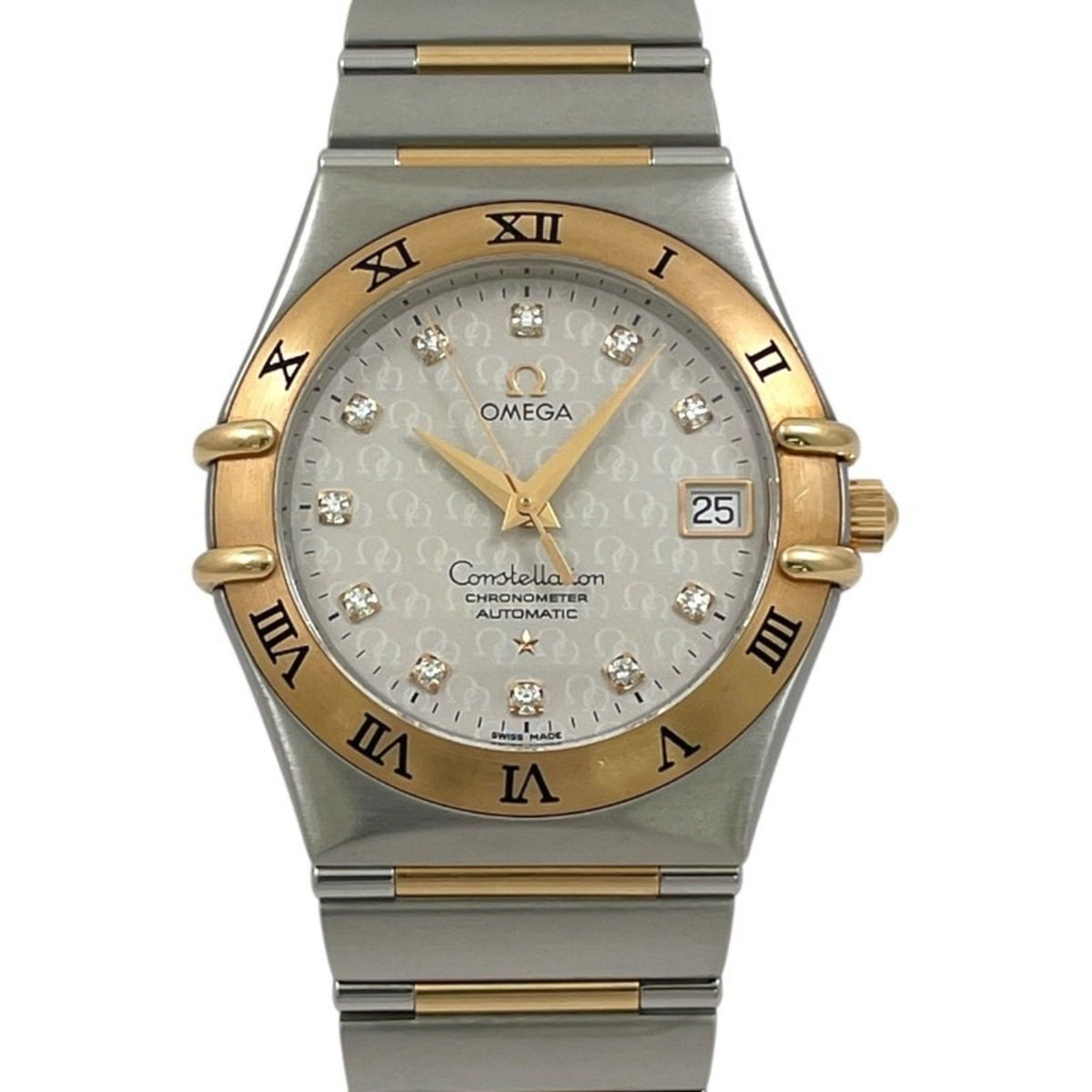 Pre-Owned OMEGA Constellation 50th Anniversary 1304.35 Men's Automatic Chronometer Watch in Stainless Steel and Yellow Gold with 11 Diamonds