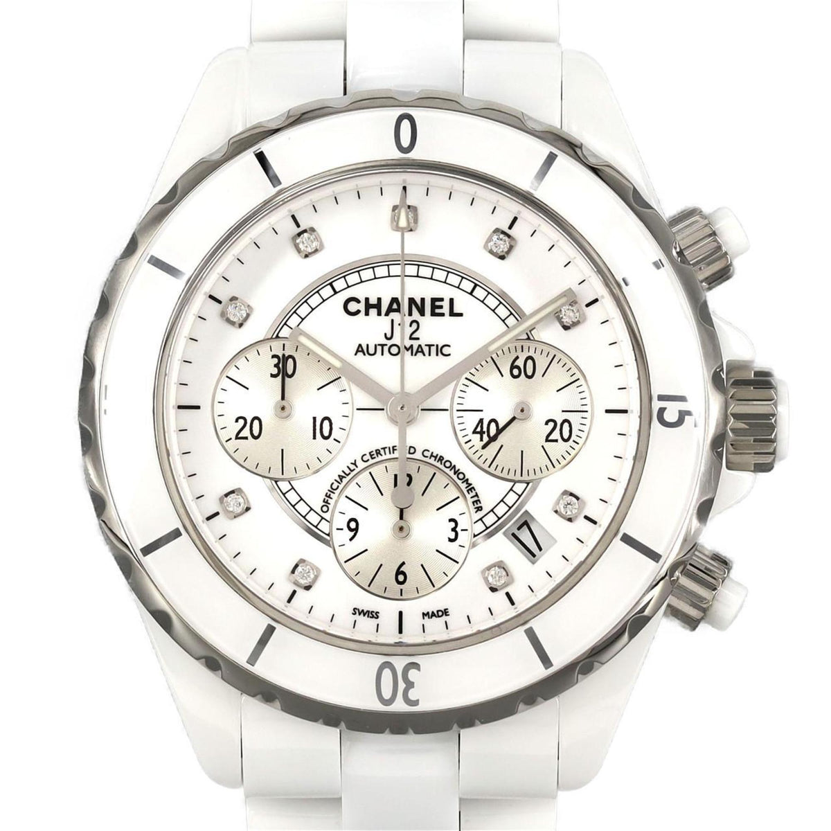 Montre-bracelet automatique Chanel J12 Chronographe Céramique 9P H2009 d'occasion 