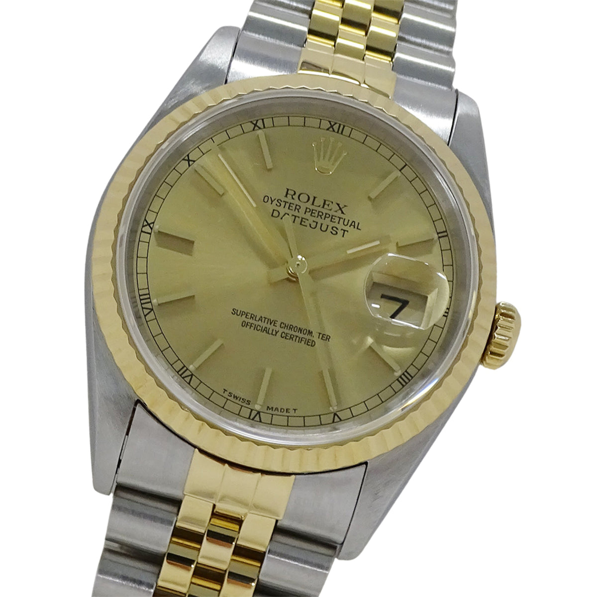 Pre-Owned Rolex Datejust 16233 W-number Men's Automatic Watch, Stainless Steel, Gold, and Yellow Polished