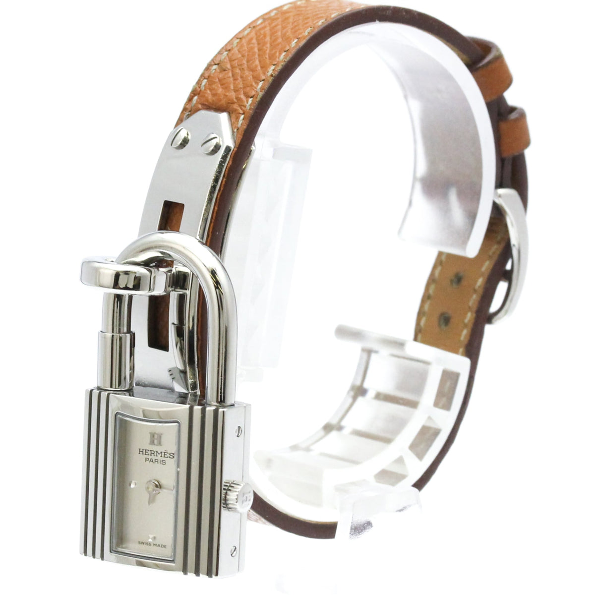 Pre-Owned HERMES Kelly Stainless Steel Leather Quartz Ladies Watch KE1.210