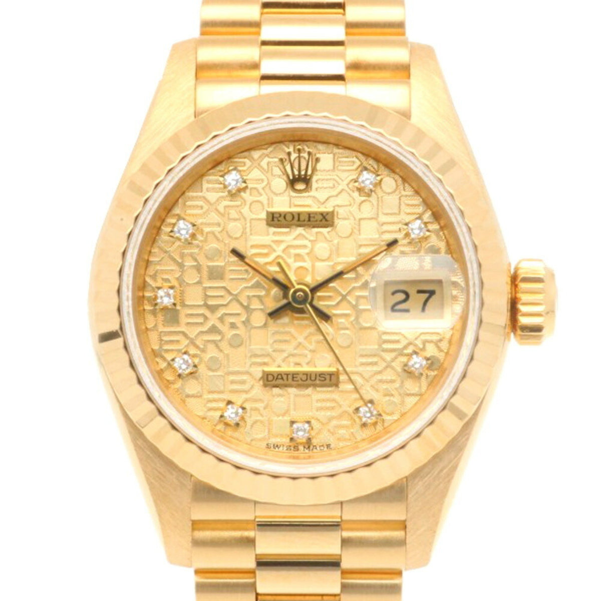 Pre-Owned Rolex Datejust Oyster Perpetual Watch, 18K 69178G Automatic Women's ROLEX R-Serial Number, 1987-1988 Model, Horicon Index, 10 Diamonds