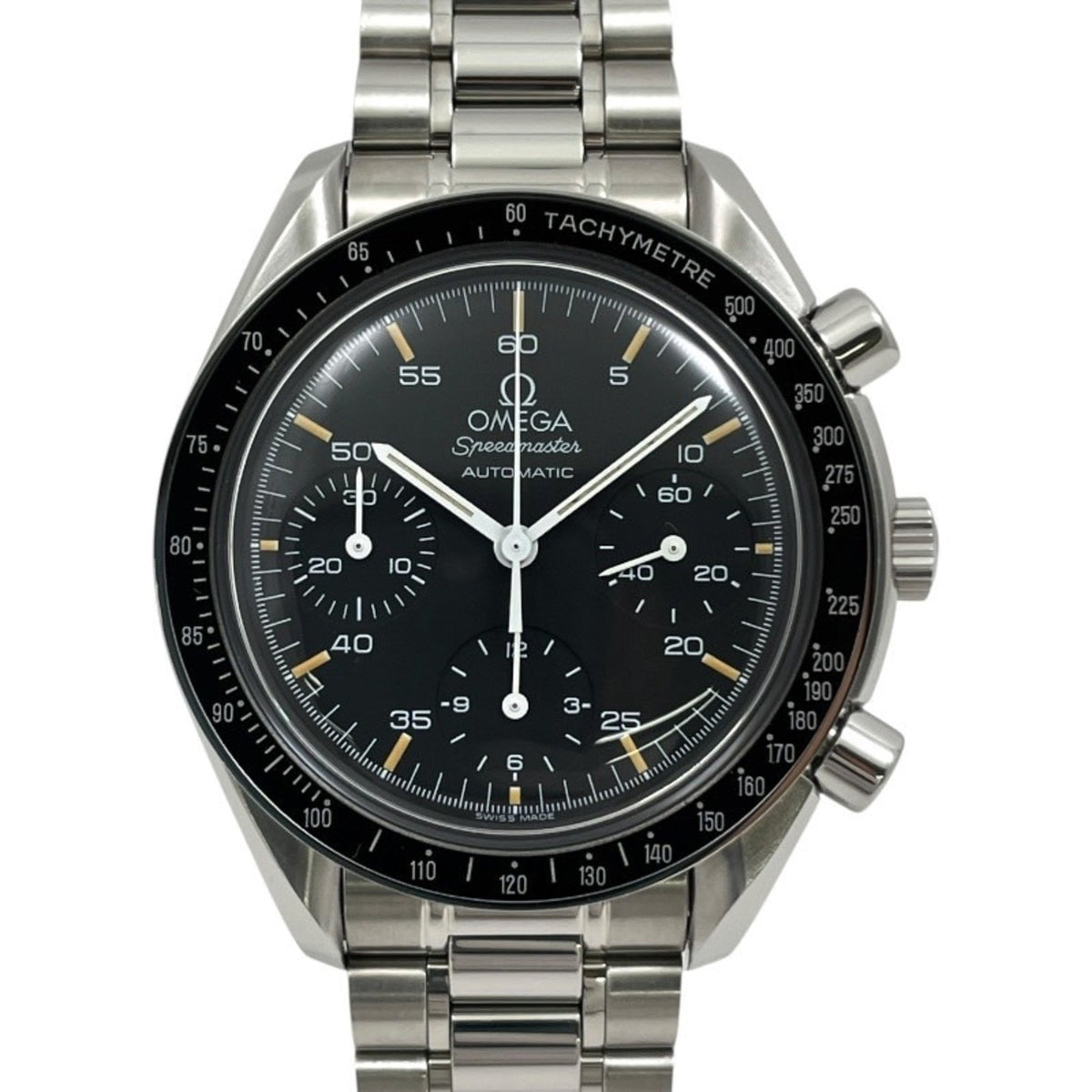 Pre-Owned OMEGA Speedmaster 3510.50 Men's Stainless Steel Chronograph Automatic Watch with Black Dial, Semi-Vintage Style