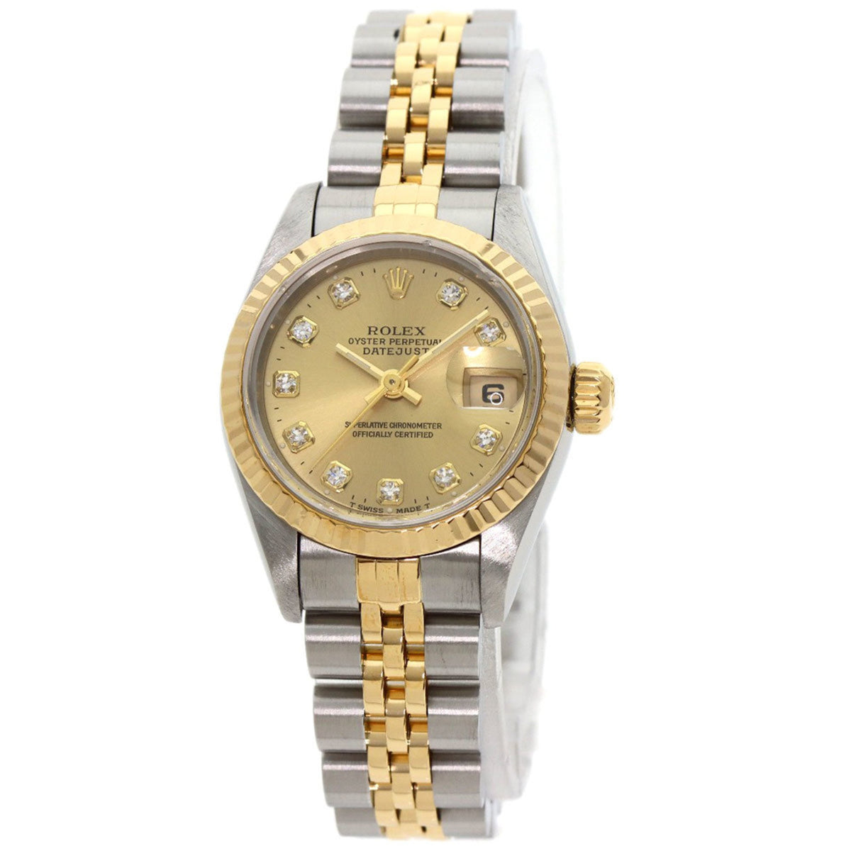 Pre-Owned Rolex 69173G Datejust 10P Diamond Watch Stainless Steel SSxK18YG Ladies ROLEX