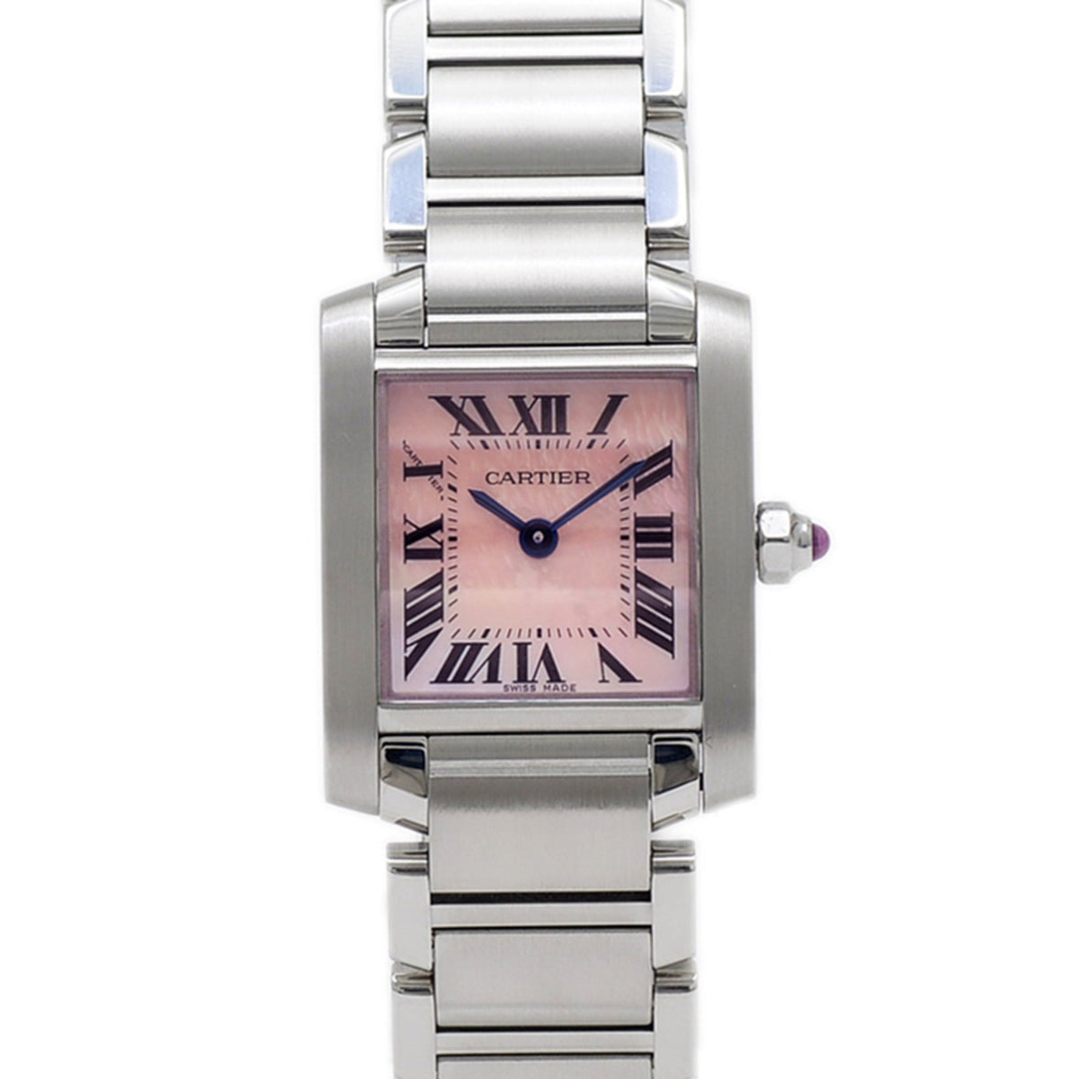 Pre-Owned Cartier Tank Fran?aise SM Pink Shell Dial W51028Q3 Quartz Watch BP