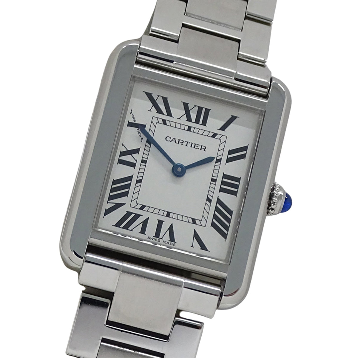 Pre-Owned Cartier Tank Solo SM Quartz Watch for Women, Stainless Steel, Silver, Square, Polished, W5200013