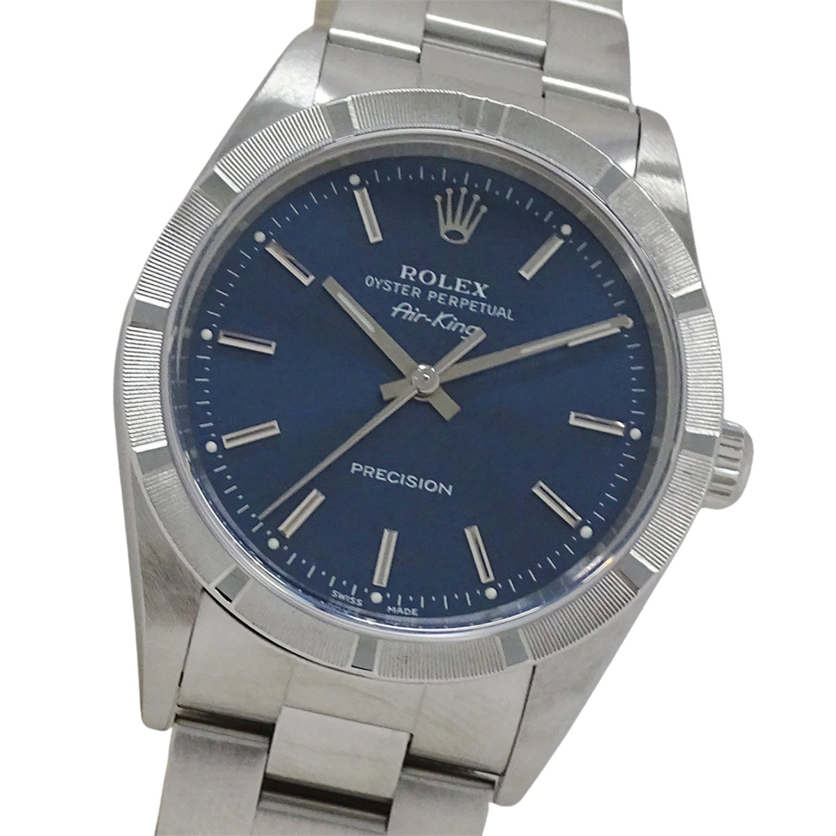 Pre-Owned Rolex Air-King 14010M Y-number Men's Automatic Watch, Stainless Steel, Silver, Blue, Polished