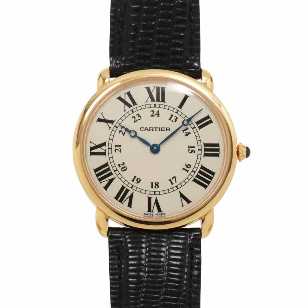 Gebrauchte Cartier Ronde Louis W6800251 Herrenuhr Elfenbein K18PG Roségold Handaufzug 