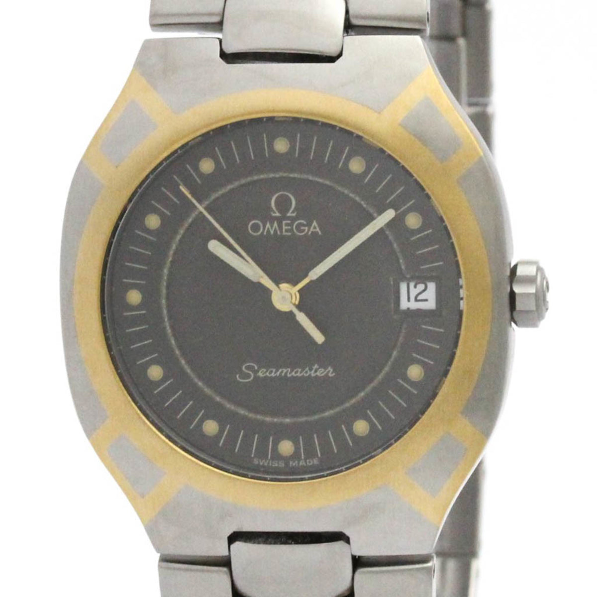 Pre-Owned OMEGA Seamaster Polaris 18K Gold Steel Watch 396.1022 Polished