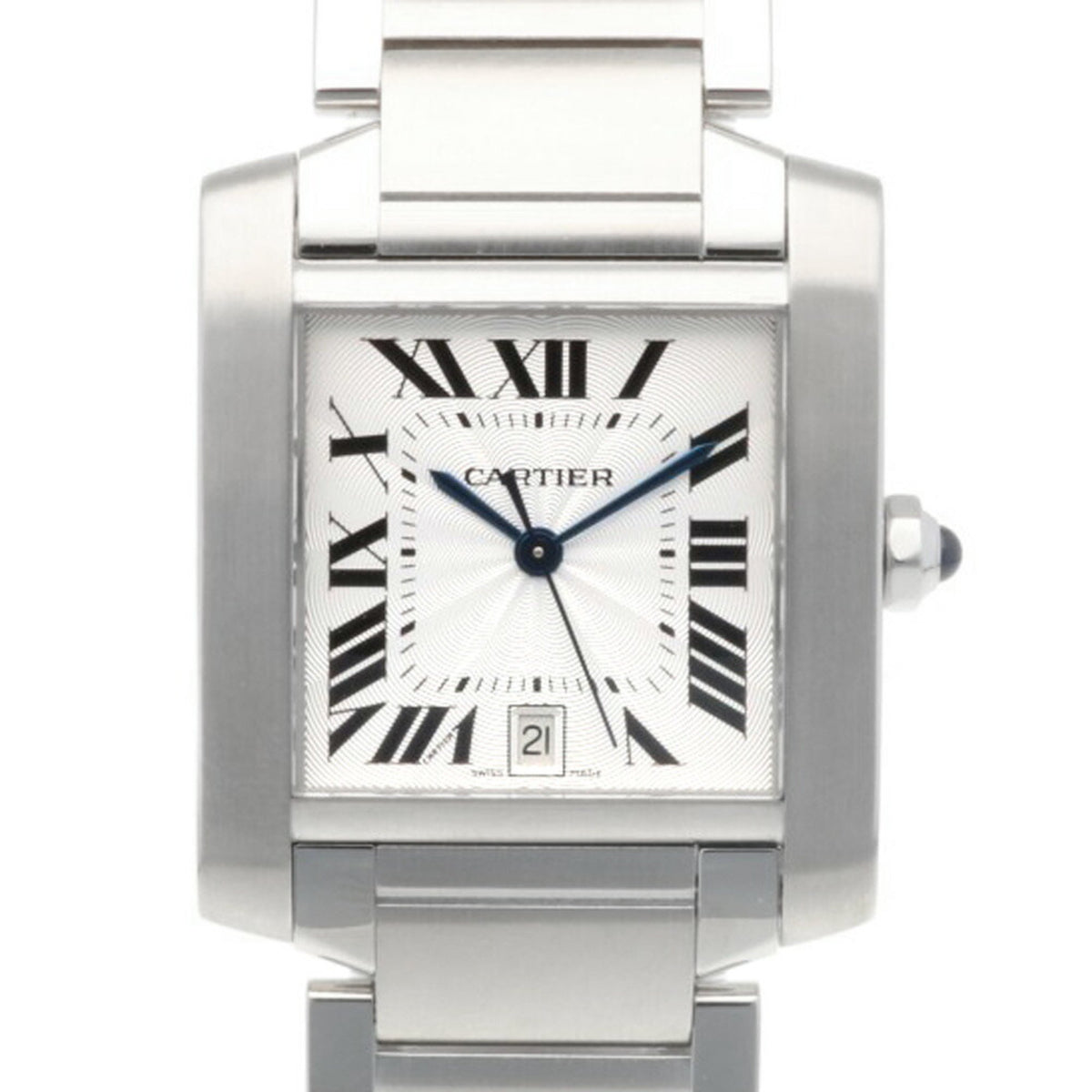 Montre Cartier Tank Francaise LM d'occasion en acier inoxydable W5100293, automatique, pour homme, révisée 