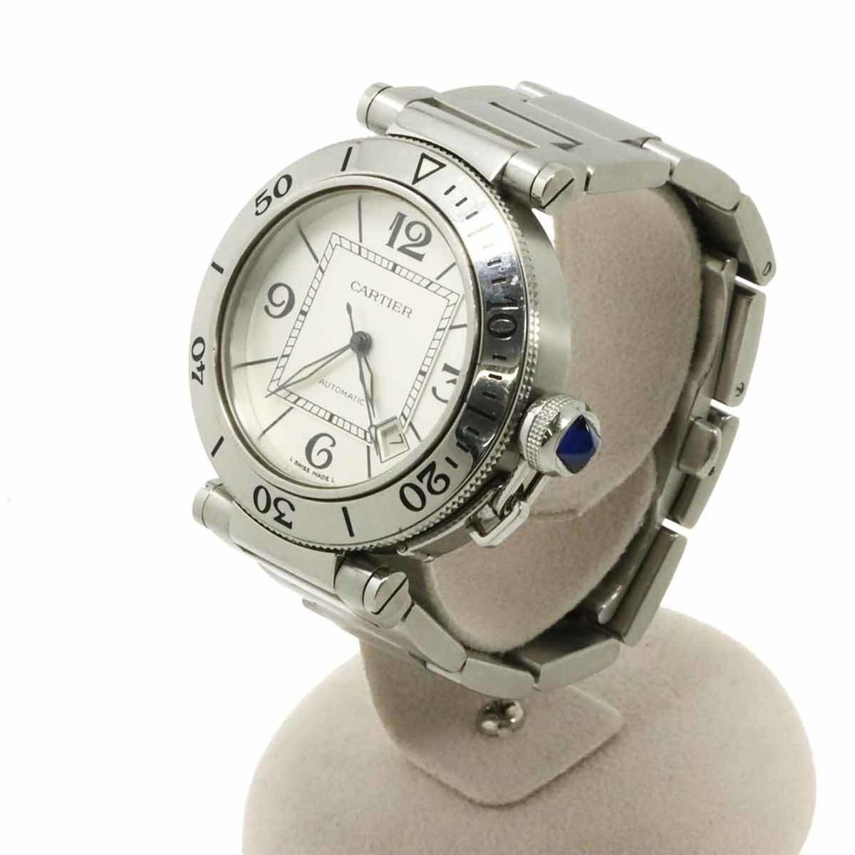 Pre-Owned Cartier Pasha Seatimer W31080M7 Men's Watch, Date, Silver, Automatic Movement