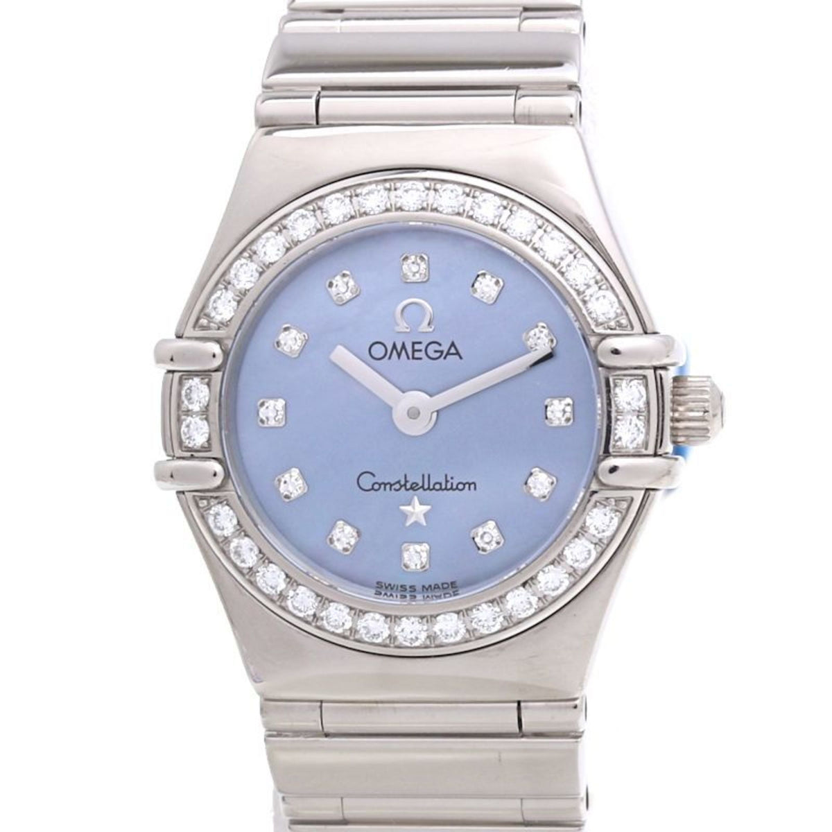 Pre-Owned OMEGA Constellation Mini My Choice 1165.77.00 12P Diamond Bezel K18WG White Gold Ladies 39981 Watch