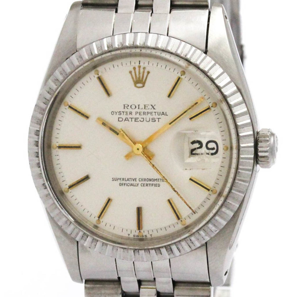 Pre-Owned ROLEX Datejust 1603 Stainless Steel Automatic Mens Watch Vintage