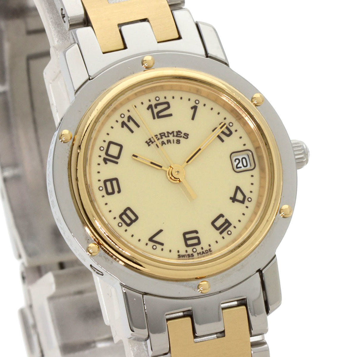 Montre Hermes CL4.220 Clipper d'occasion en acier inoxydable SSxGP pour femme HERMES 