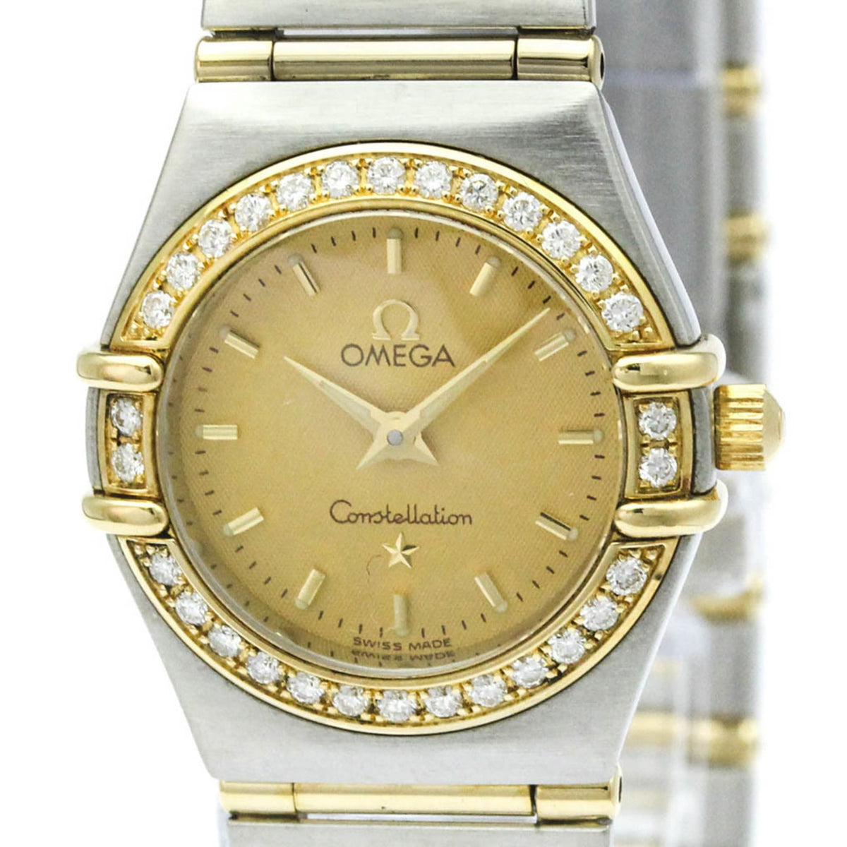 Pre-Owned OMEGA Constellation Diamond 18K Gold Steel Watch 1267.10 Polished