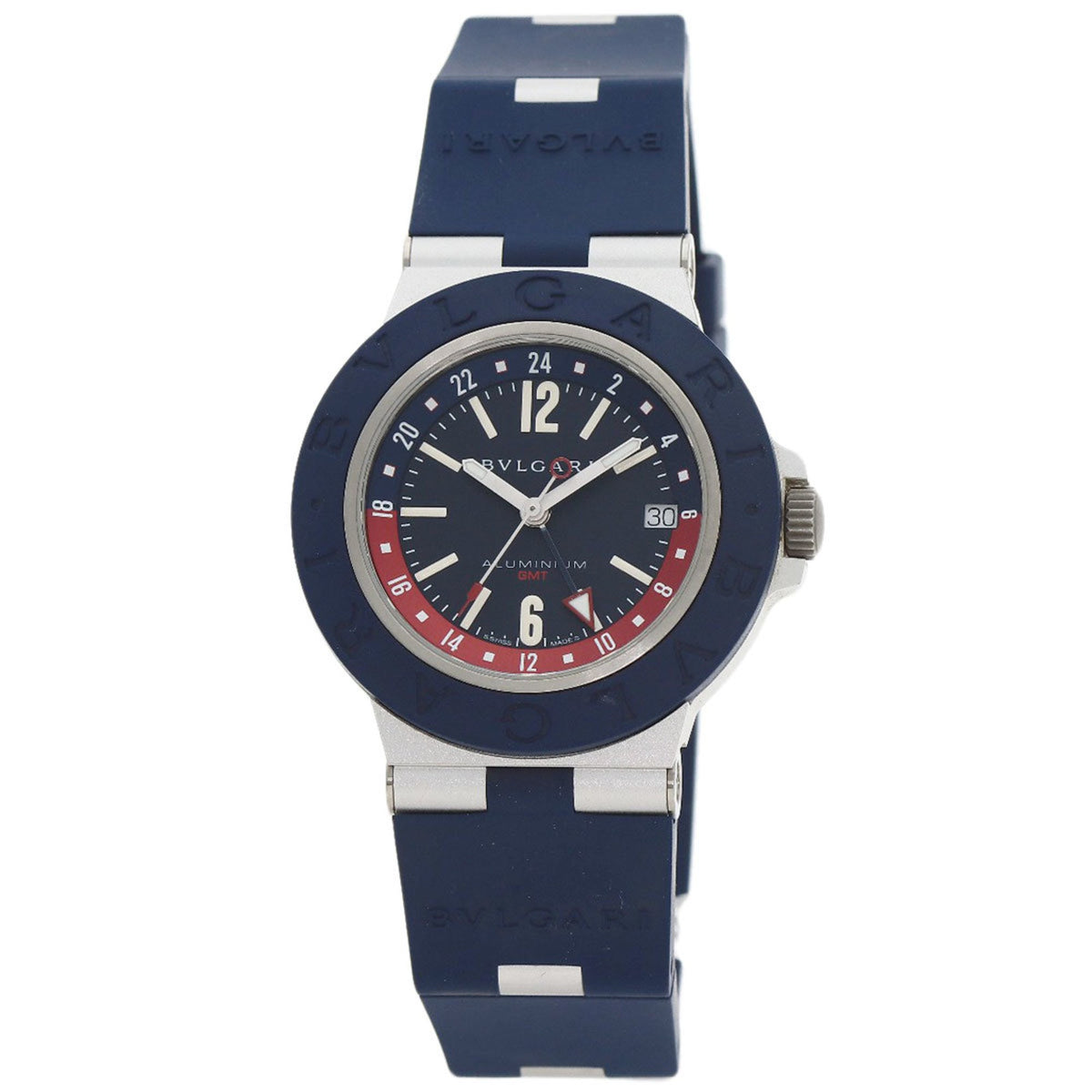 Pre-Owned Bvlgari BB40ATGMT Aluminum GMT Watch, and Rubber, Men's