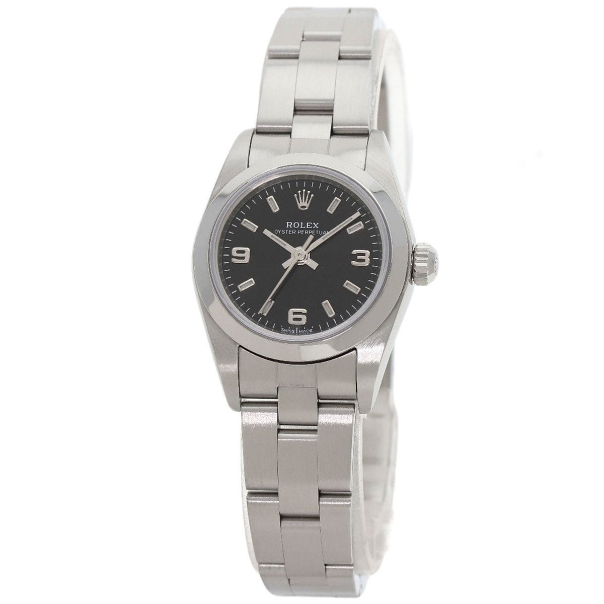 Montre Rolex Oyster Perpetual d'occasion pour femme, modèle 76080, en acier inoxydable SS. 