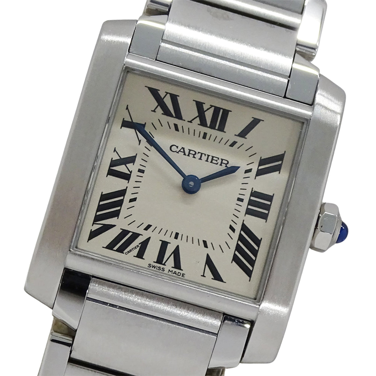Pre-Owned Cartier Tank Fran?aise MM Quartz Watch for Boys, Stainless Steel, WSTA0005, Silver and Ivory, Polished