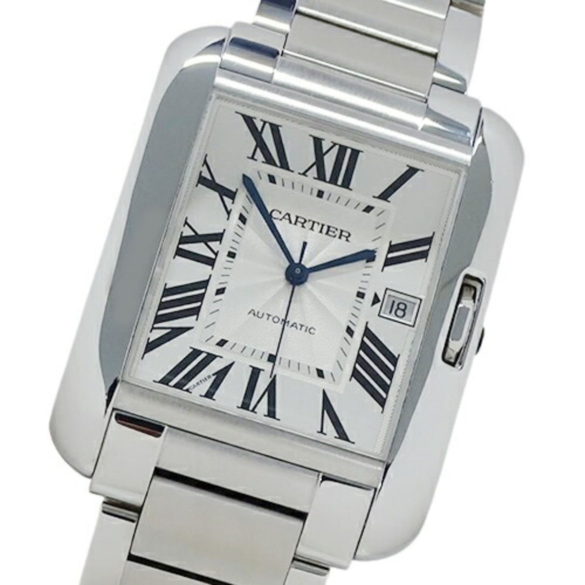 Pre-Owned Cartier Men's Tank Anglaise XL Date Automatic AT Stainless Steel W5310008 Silver Square Polished