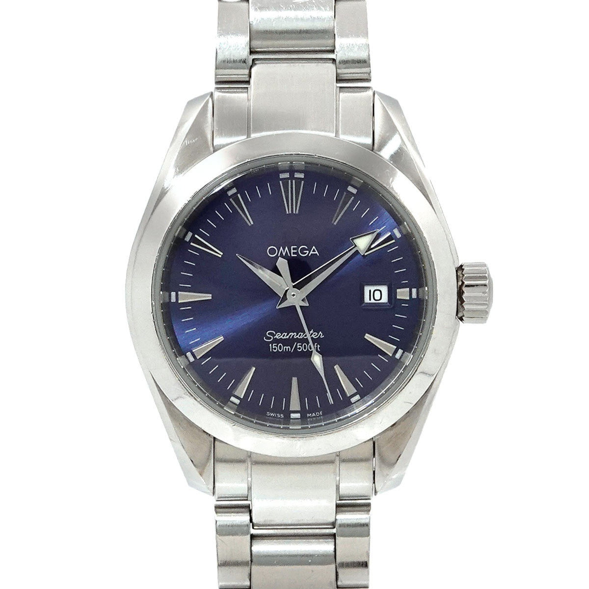 Pre-Owned OMEGA Seamaster Aqua Terra 2577 80 Ladies Watch Date Navy Quartz