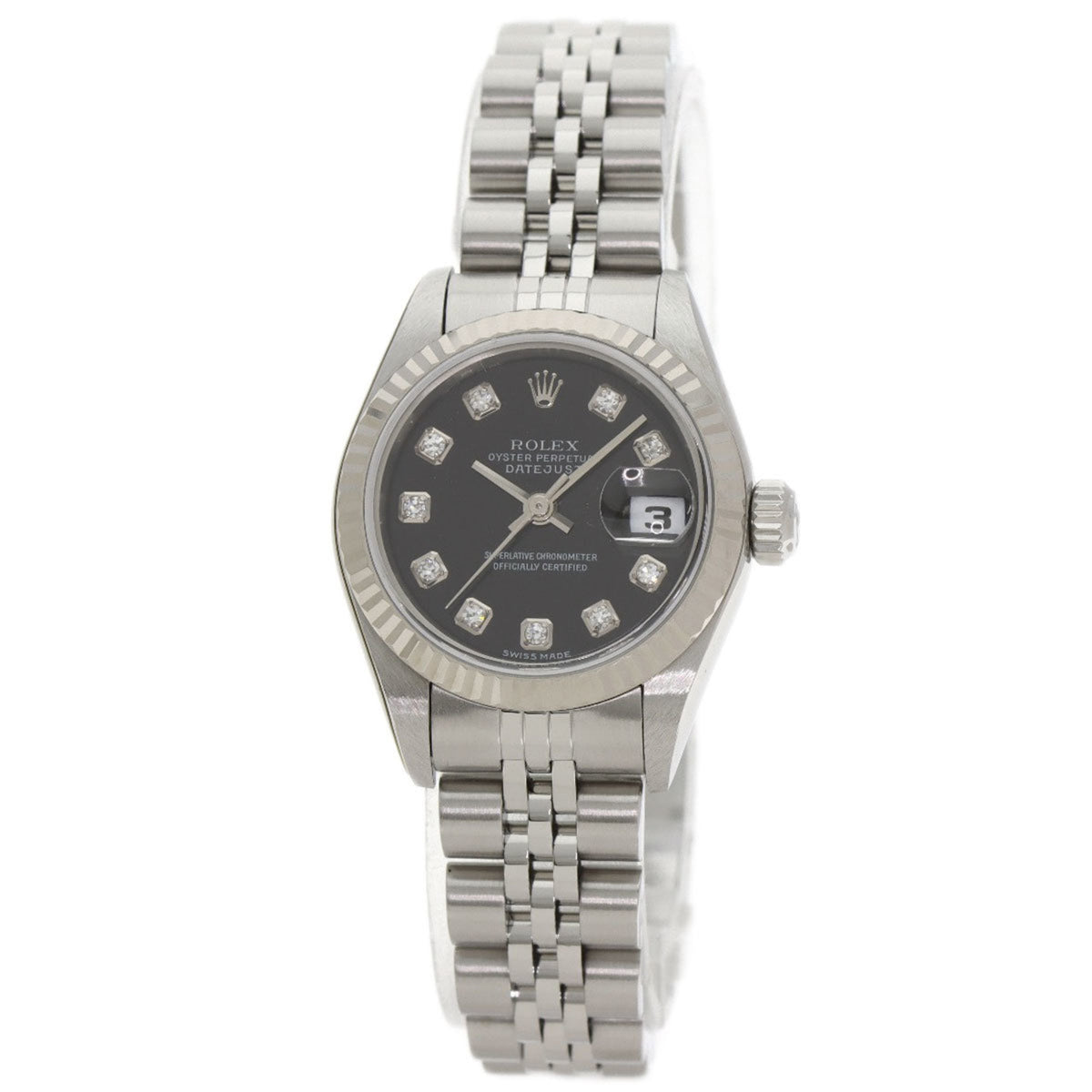 Pre-Owned Rolex 79174G Datejust 10-Piece Diamond Watch in Stainless Steel/SS/18K White Gold for Women