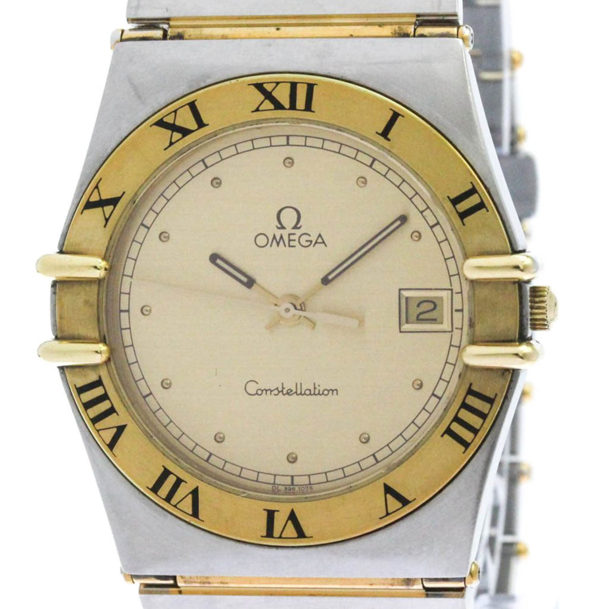 Pre-Owned OMEGA Constellation 18K Gold Steel Quartz Mens Watch 396.1070 Polished