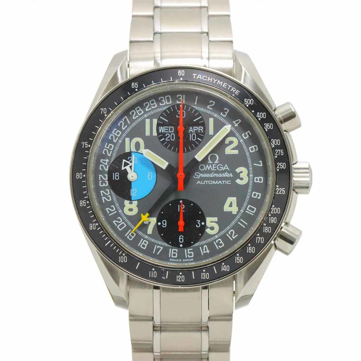 Pre-Owned OMEGA Speedmaster Mark 40 AM PM Triple Calendar 3520 53 Men's Watch Gray Automatic