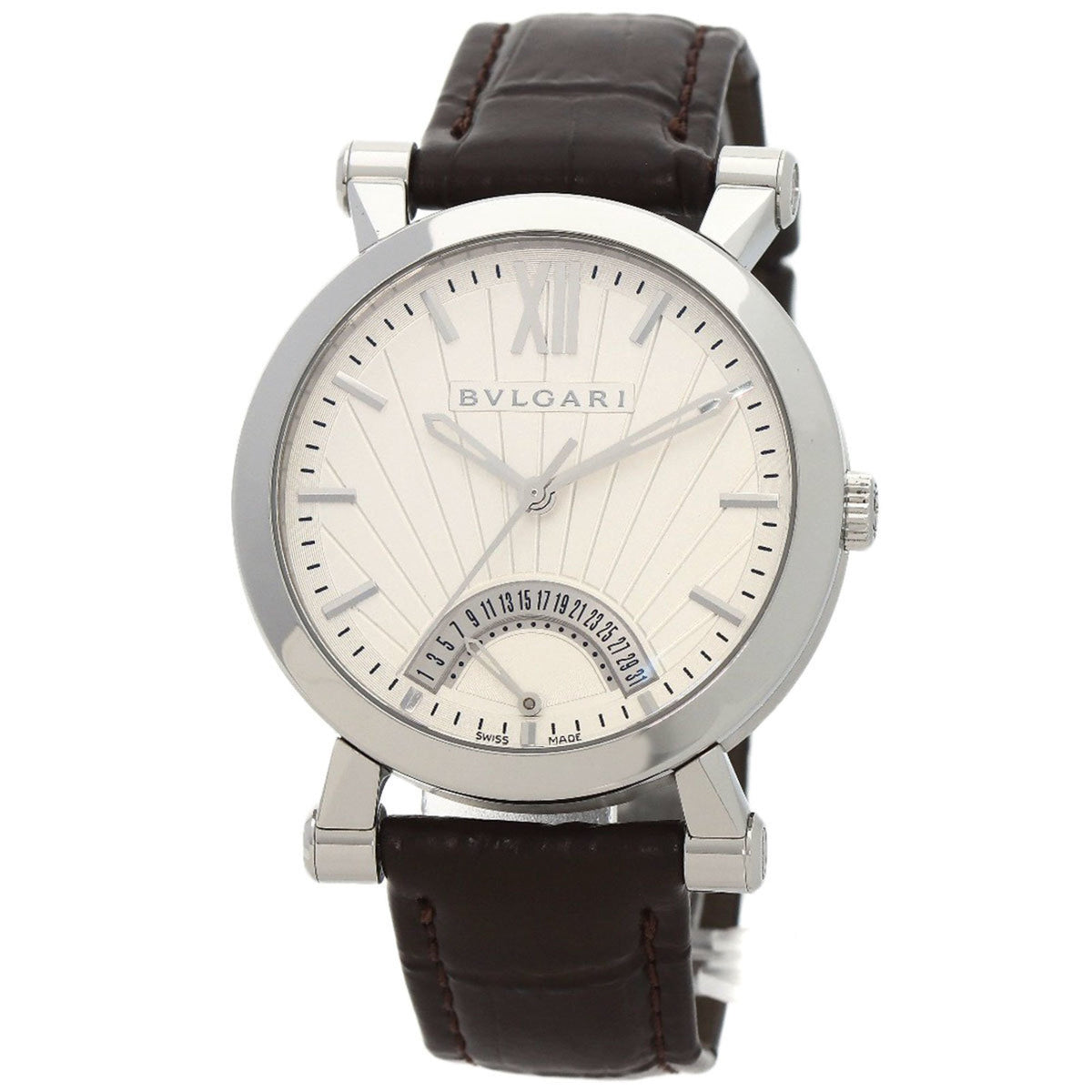 Montre-bracelet Bvlgari SB42SDR Sotirio Retrograde 125e anniversaire d'occasion en acier inoxydable et cuir pour homme 