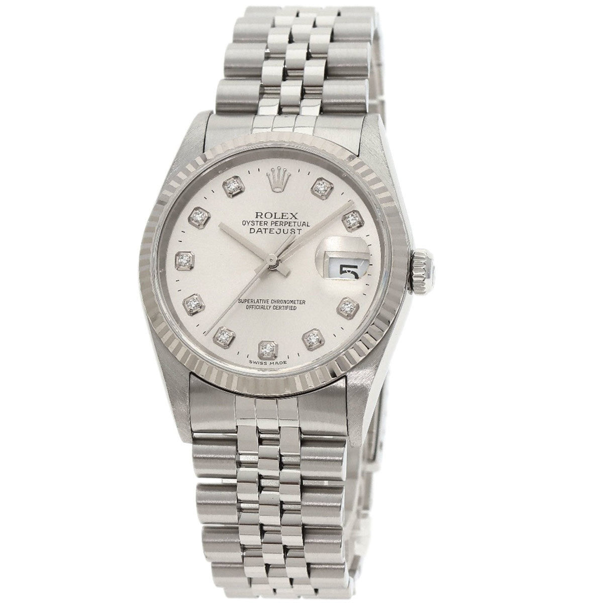 Montre Rolex Datejust 10P d'occasion en acier inoxydable SS K18WG pour homme. 