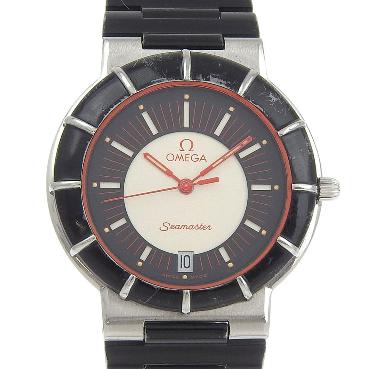Pre-Owned OMEGA Seamaster Dynamic Stainless Steel Watch with Quartz Movement, Analog Display, Multicolor Dial, Unisex