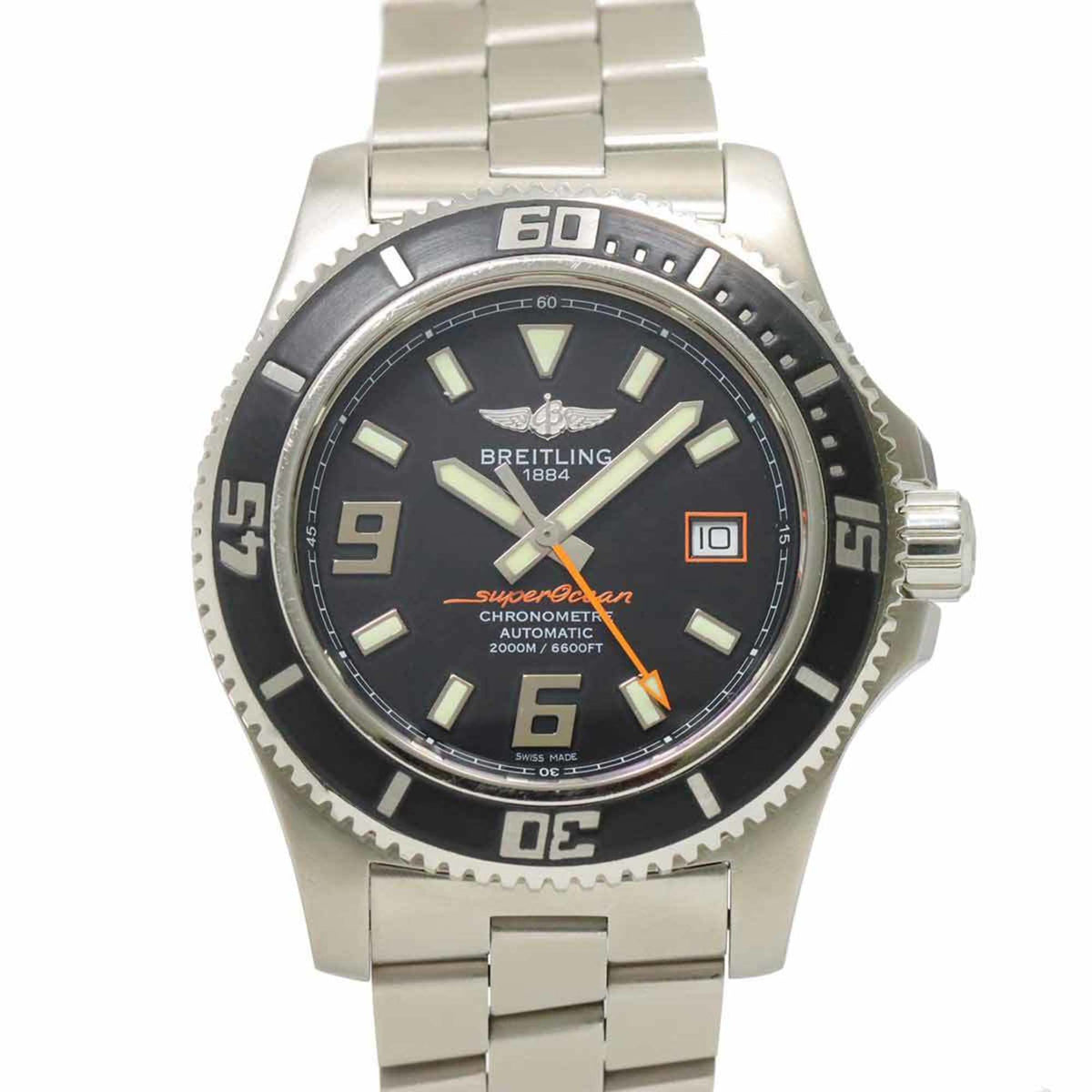 Pre-Owned BREITLING Superocean 44 A17391 Men's Watch Date Black Automatic Self-Winding