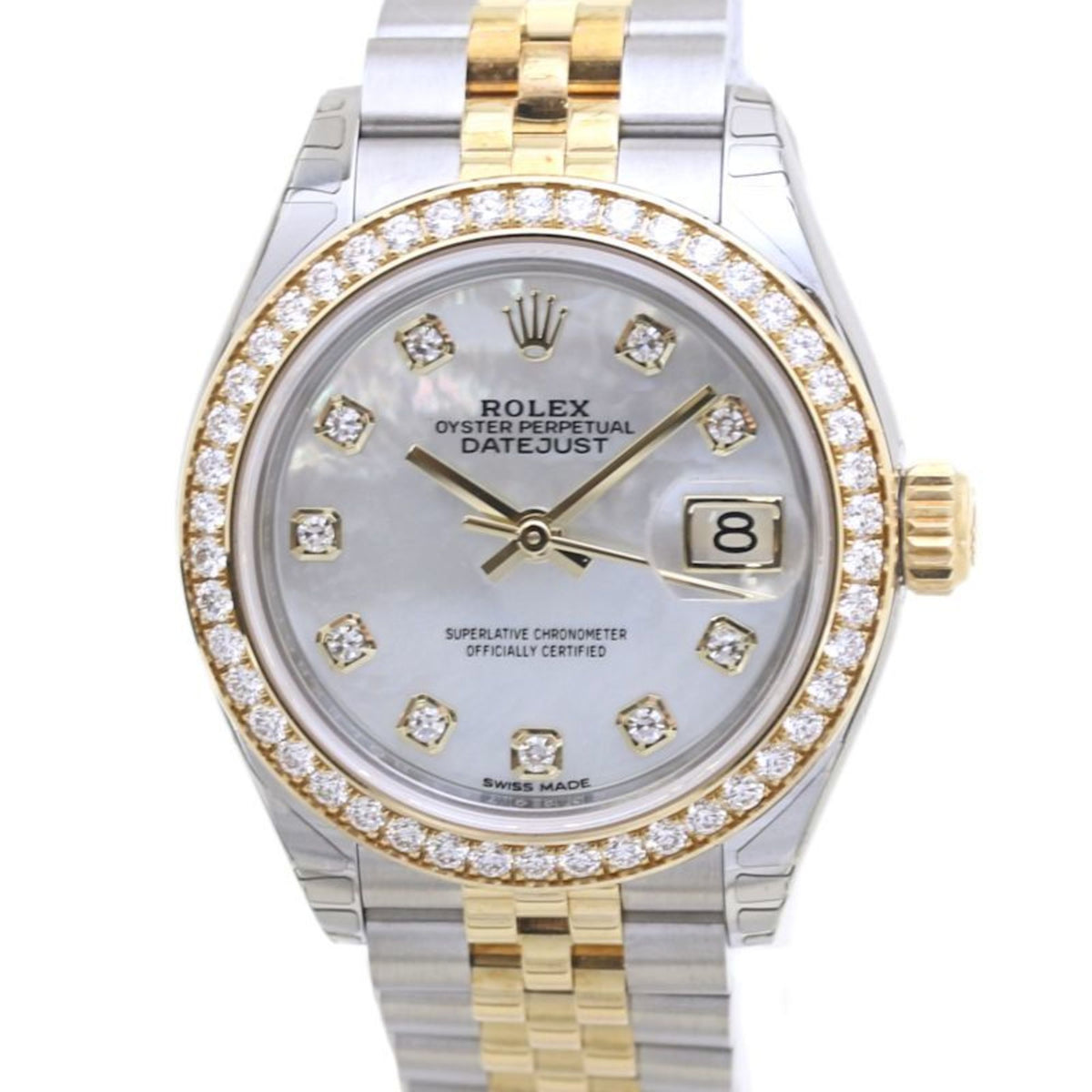 Pre-Owned ROLEX Rolex Datejust 28 Bezel Diamond 10P 279383RBR Random Number K18YG Yellow Gold x Stainless Steel Ladies 40008 Watch