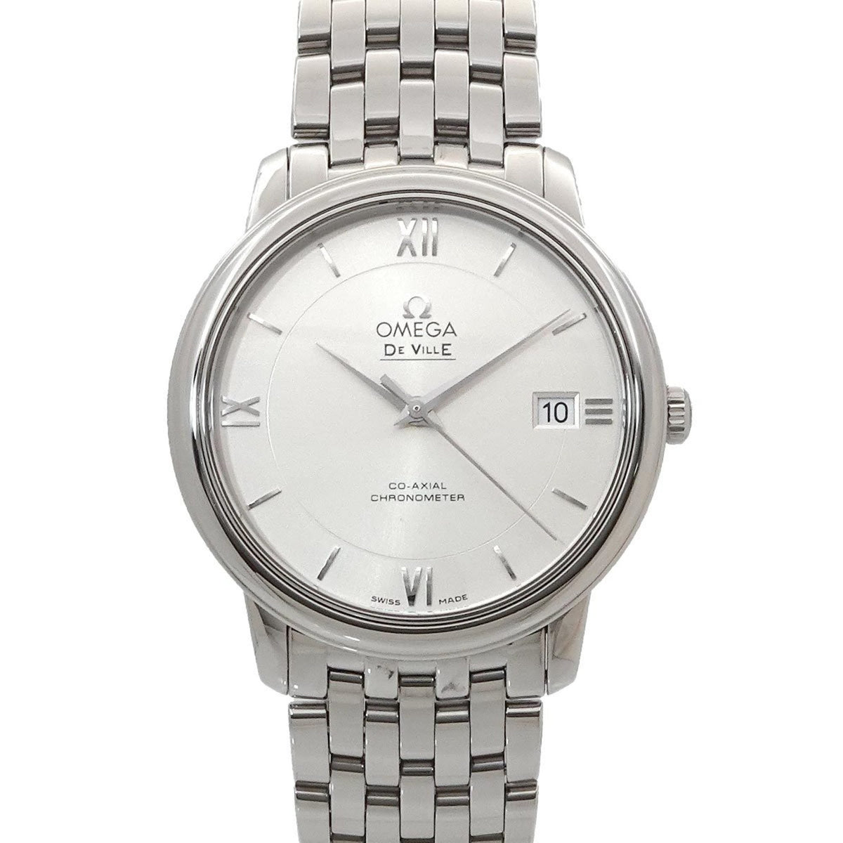 Pre-Owned OMEGA DeVille Prestige Co-Axial 424 10 37 20 02 001 Men's Watch with Date Display, Silver, Automatic Movement