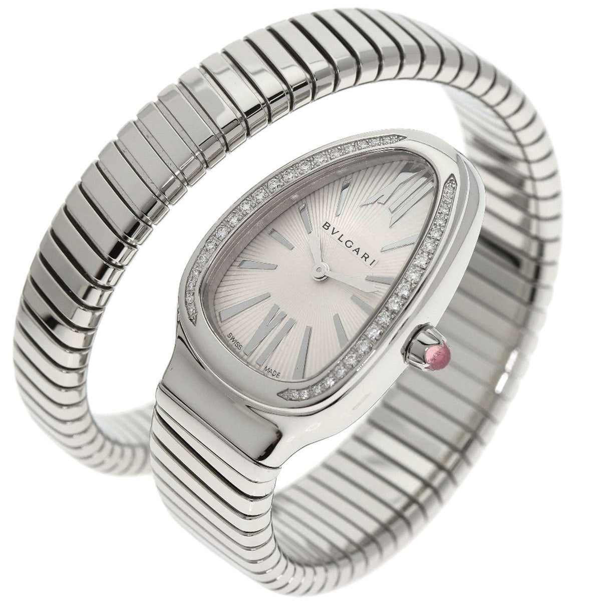 Pre-Owned Bvlgari SP35S Serpenti Tubogas Bezel Diamond Watch Stainless Steel/SS/Diamond Women's BVLGARI