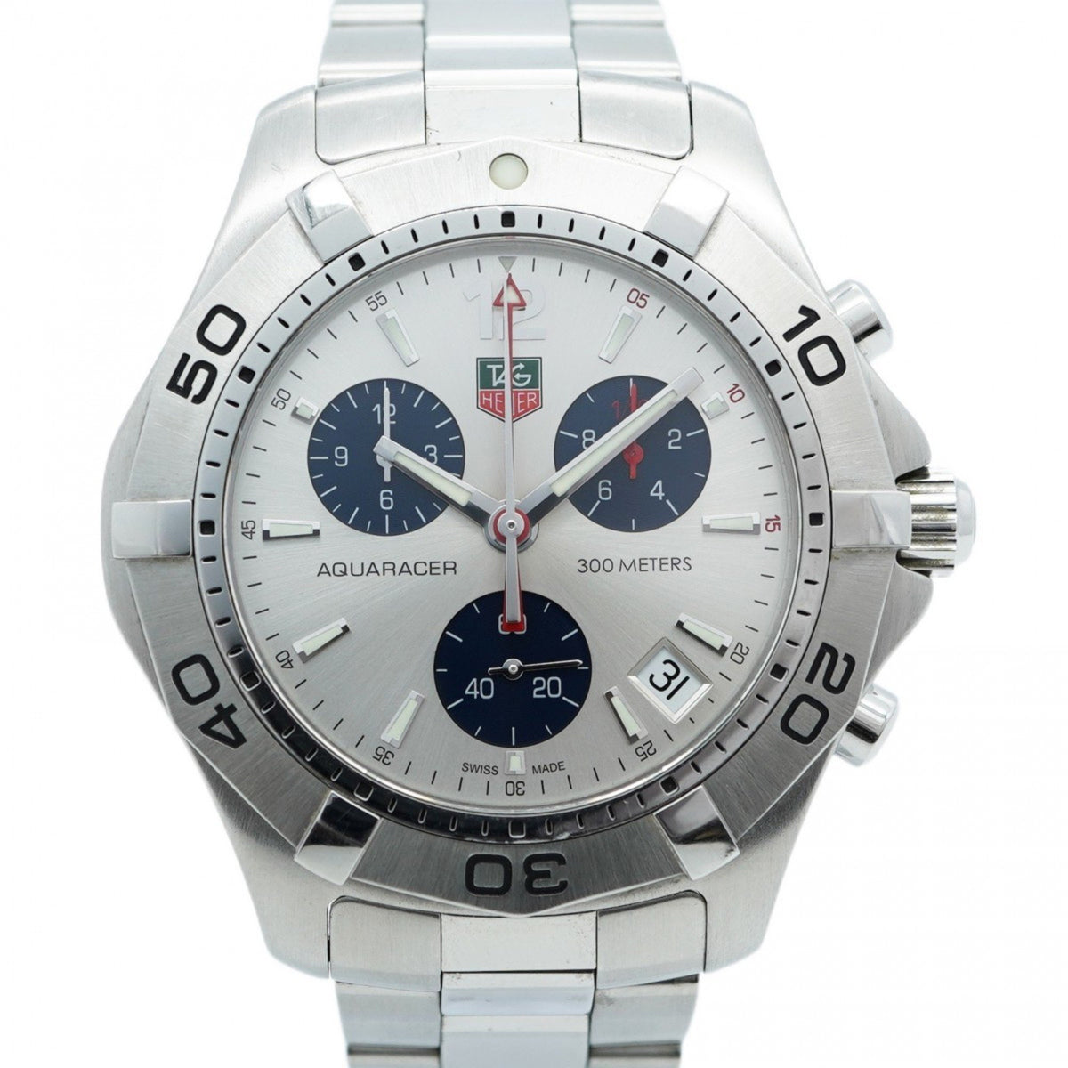 Pre-Owned TAG Heuer Aquaracer CAF1111 Silver Dial Men's Watch