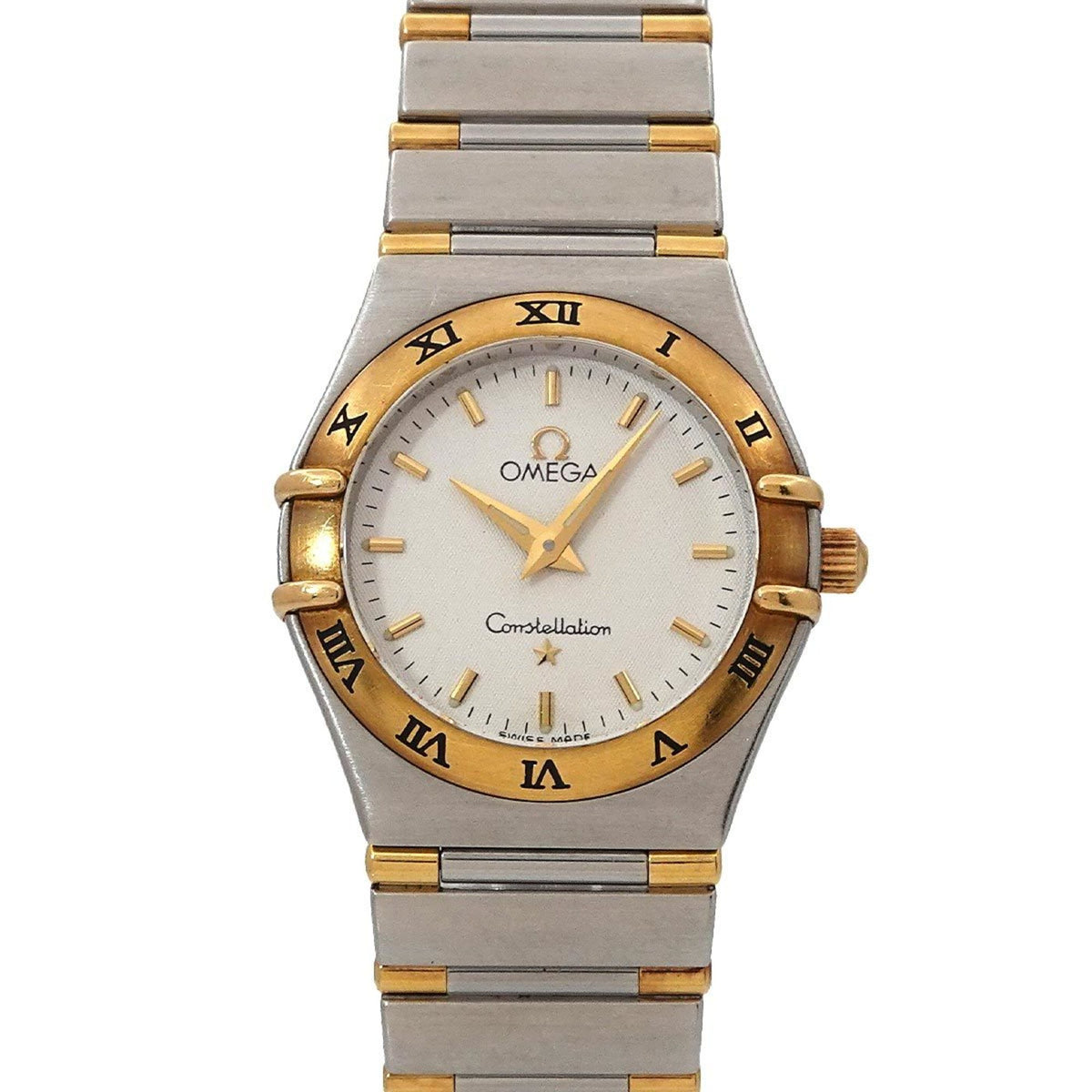 Pre-Owned OMEGA Constellation Two-Tone 1372 30 Women's Ivory Yellow Gold Quartz Watch