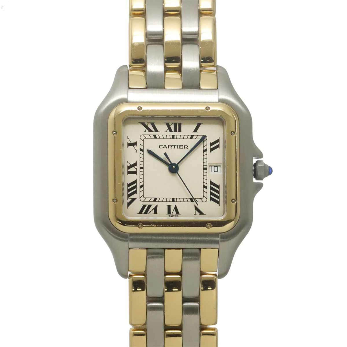 Pre-Owned Cartier Panth?re LM 3-Row 83083444 Men's Watch, Date, Ivory, Quartz Watch