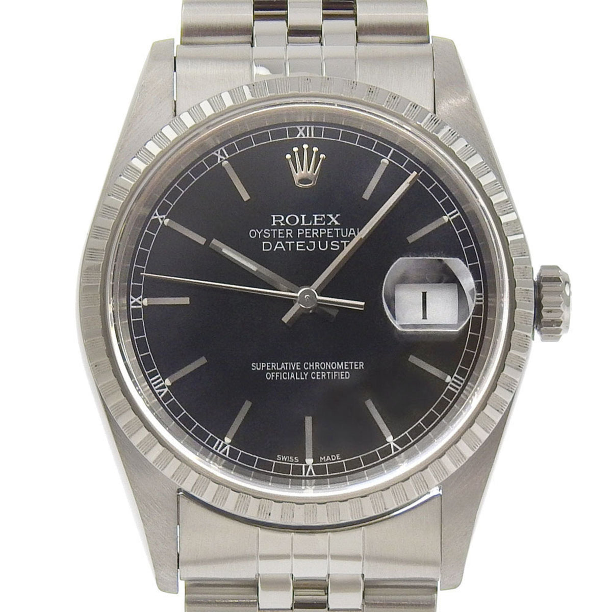 Pre-Owned Rolex ROLEX Datejust U-serial 16220 Black Dial SS 2024/10 Automatic Watch 36mm Men's