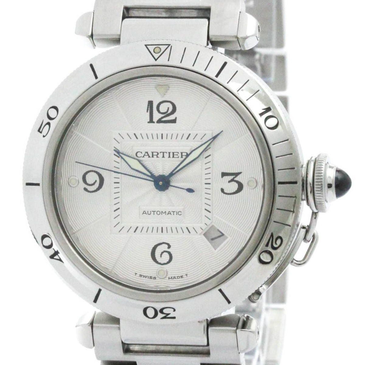 Montre automatique CARTIER Pasha 38 en acier inoxydable poli pour homme, d'occasion, W31031H3 BF579749 