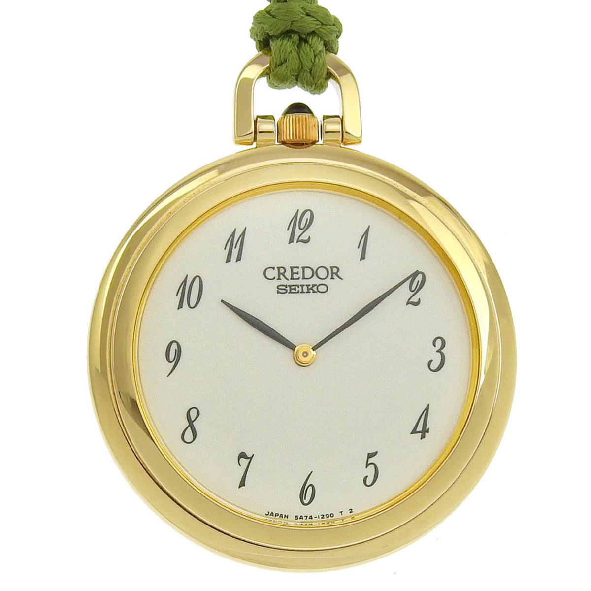 Montre-bracelet Seiko Credor 5A74 0670 d'occasion, cadran blanc, 18KYG, quartz, pile, 30 mm, montre de poche à 2 aiguilles pour homme et femme 