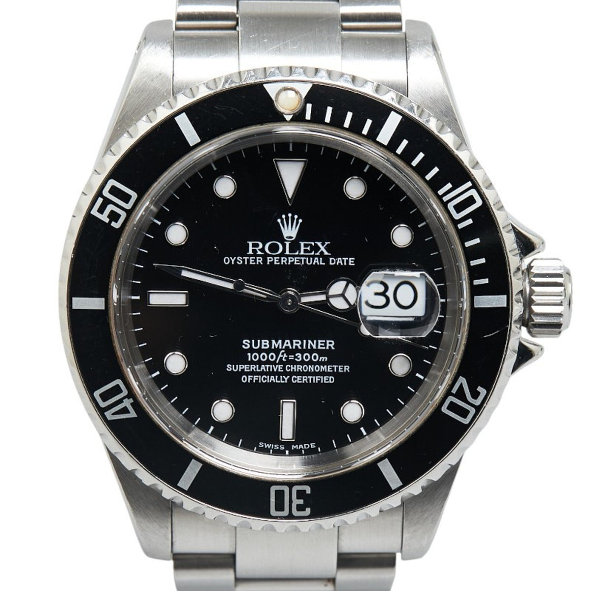Montre Rolex Submariner Date d'occasion 16610, cadran noir, automatique, acier inoxydable, pour homme 