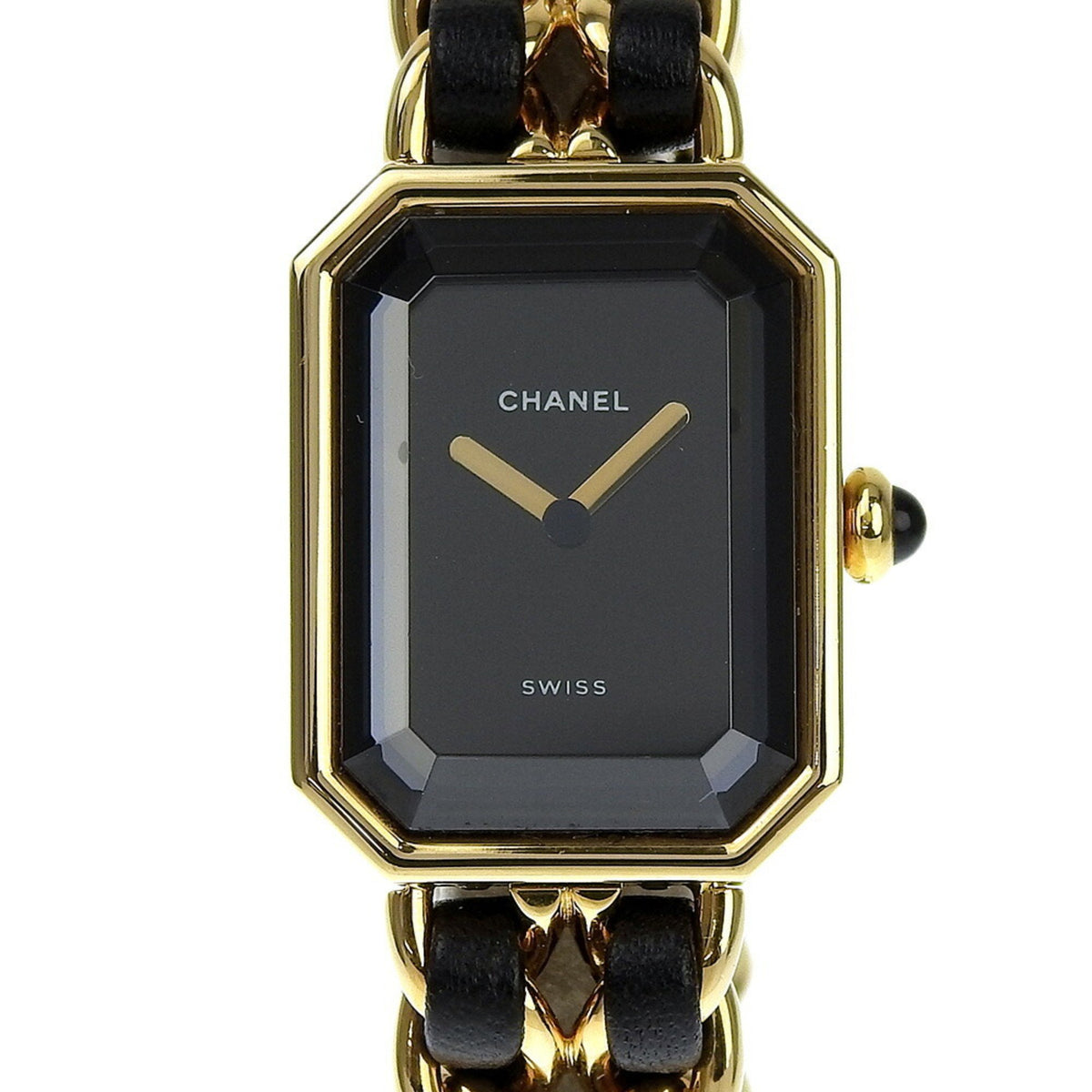 Montre Chanel CHANEL Premiere H0001 d'occasion, cadran noir, cuir GP, quartz, taille M, environ 25 mm x 20 mm, pour femme 