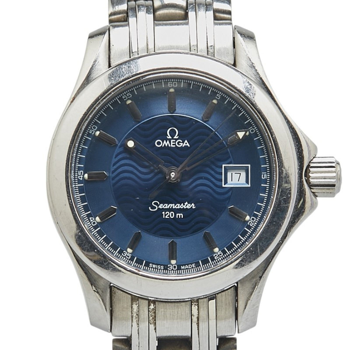 Pre-Owned Omega Seamaster 120 Date Watch 2511.81 Quartz Blue Dial Stainless Steel Women's OMEGA